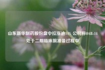 山东新华制药股份盘中拉涨逾14% 公司称OAB-14处于二期临床前准备过程中